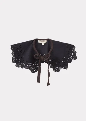 black embroidered collar