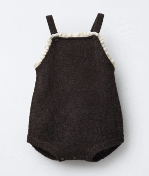 dark brown lace trim wool romper