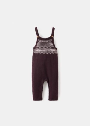 burgundy jacquard baby dungarees