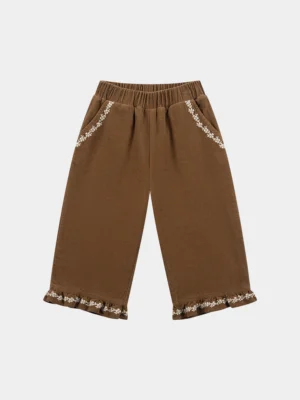 brown corduroy embroidered trousers