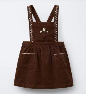 embroidered corduroy pinafore dress