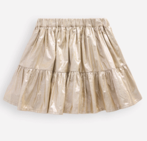 gold metallic tiered skirt