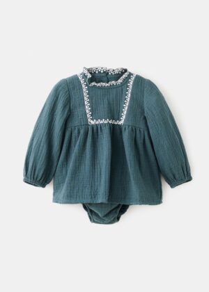 green baby dress set