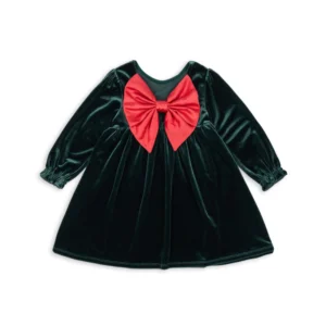 green velvet bow dress