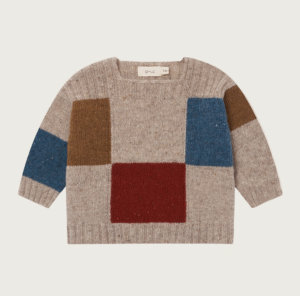 kids block patchwork knit jumper