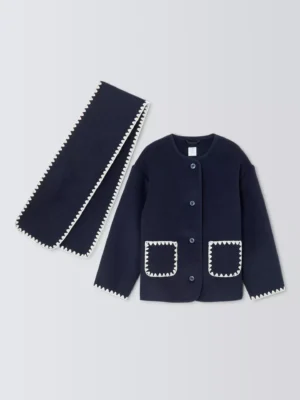 kids navy blanket stitch coat