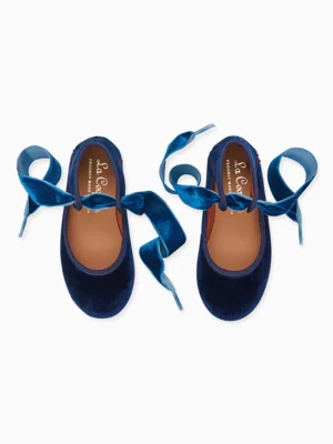navy velvet ballerina shoes