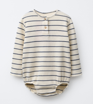 striped waffle baby bodysuit