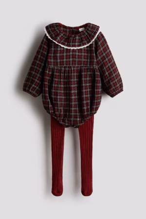 tartan romper and tights set