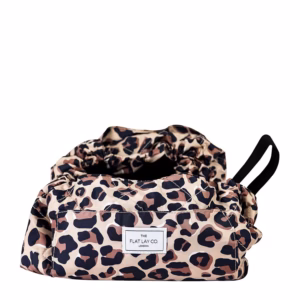 leopard print drawstring make up bag