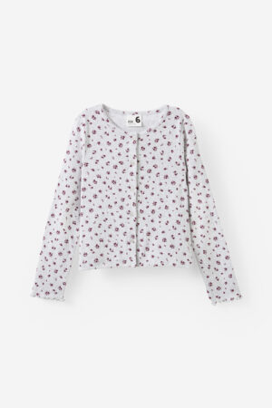 grey button through top