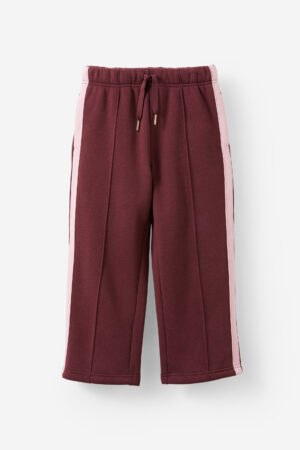 burgundy wide leg track pants