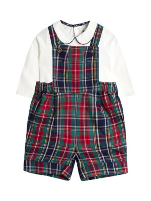tartan baby dungarees set