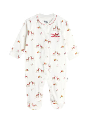 reindeer first christmas baby sleepsuit