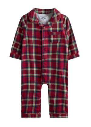 woven check baby all in one pyjamas