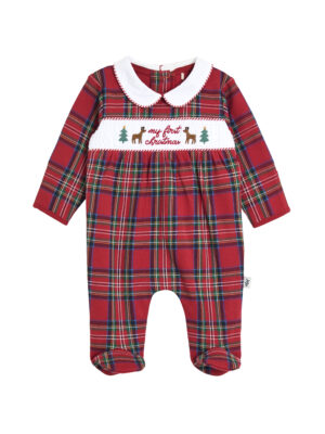 red tartan sleepsuit