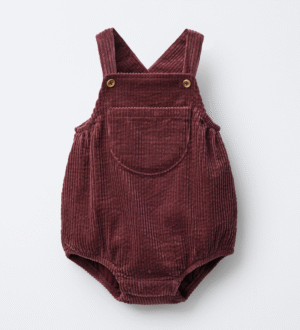 burgundy corduroy baby romper