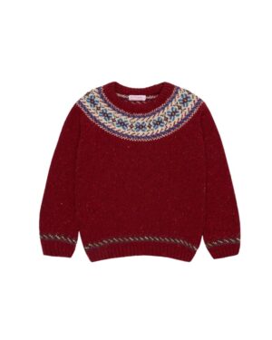 burgundy fair isle kids Christmas Jumper