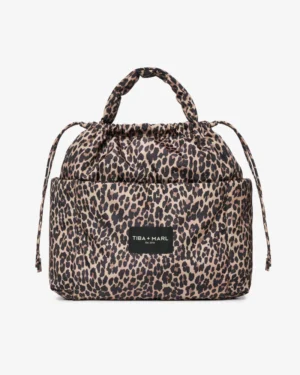 leopard drawstring changing tote