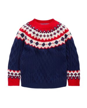 kids cable fair isle festive jumper