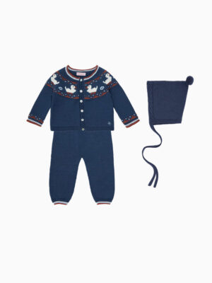 navy merino baby knitted set