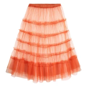 orange tulle sheer kids skirt