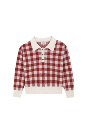 red check knit sweater