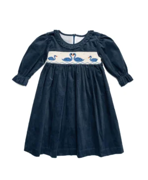navy velvet swan dress