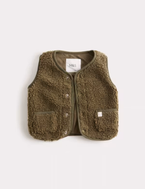 khaki borg gilet