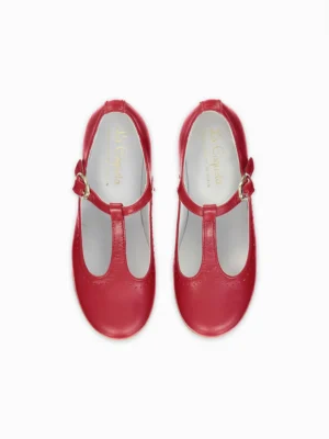 red leather t-bar shoes