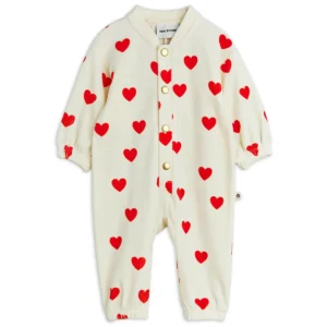 heart velour baby jumpsuit