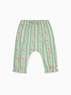 sage green floral trousers