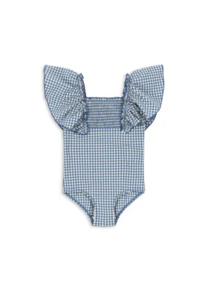 blue gingham swimsuit
