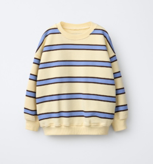 blue and yellow striped sweatshirt