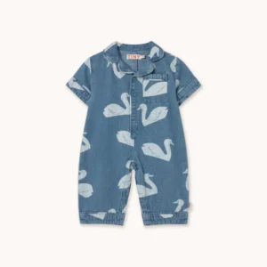 swan denim baby romper