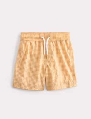 yellow check seersucker swim shorts