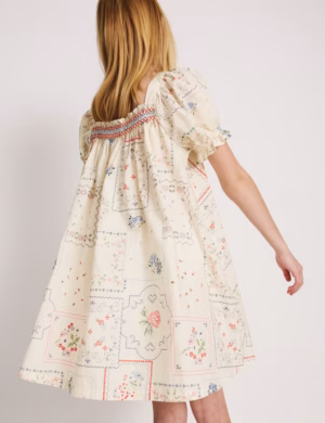 cotton puff sleeve floral dress