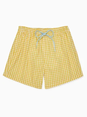 boys yellow gingham swim shorts