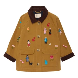 camel embroidered coat