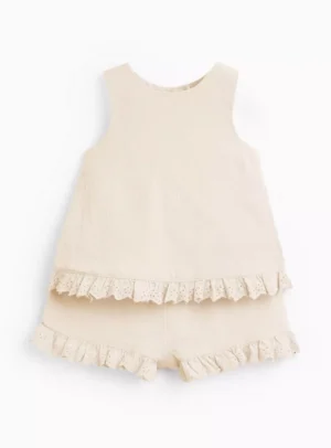 cream baby short set
