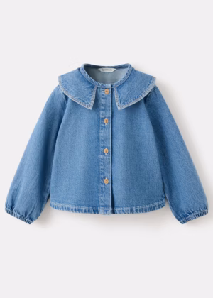 denim babydoll collar blouse