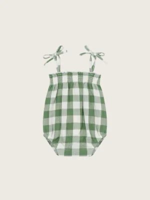 green gingham romper