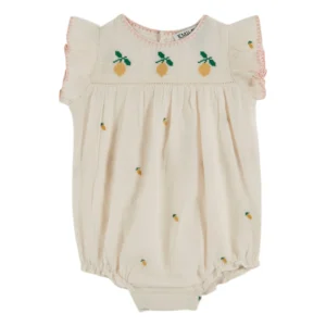 lemon embroidered romper