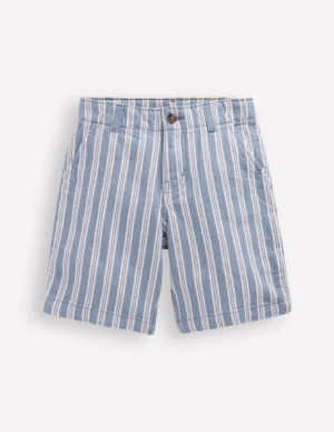 blue twill striped shorts