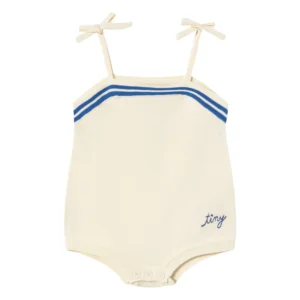 white knit baby romper