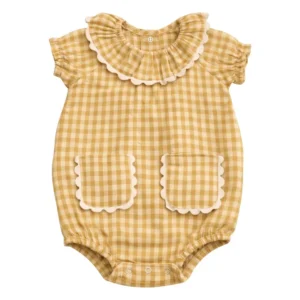 yellow gingham seersucker romper