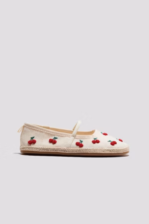 cherry embroidered shoes