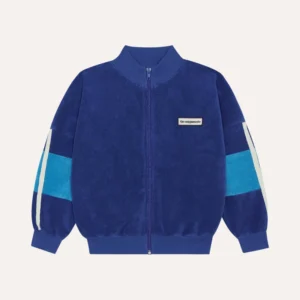 blue terry zip-up tracksuit top