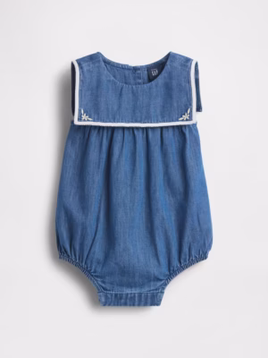 denim bubble romper