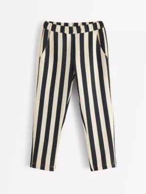 black and white striped trousers